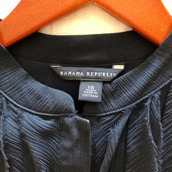 Banana Republic Cotton Tee with Raw-Edge Silk Detail, Navy Blue, Size XS - Picture 3 of 3